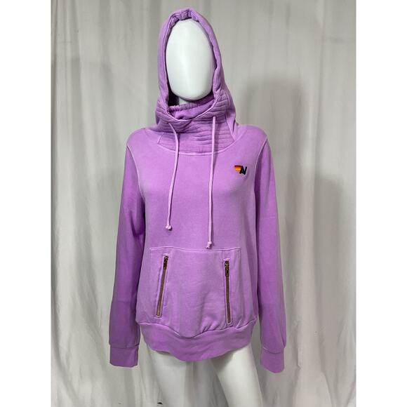 Aviator Nation 'Ninja' Purple Logo Pullover Hoodie Size M - Picture 2 of 5
